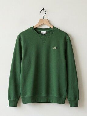 Lacoste Classic Fit Forest Green Crewneck Sweatshirt Men's M Crocodile Logo Flee